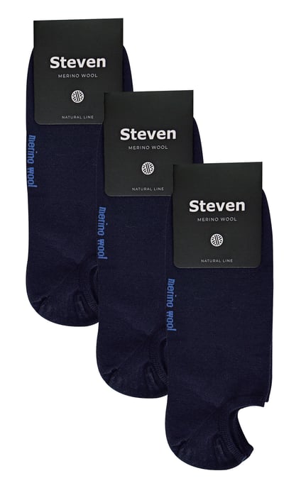 Steven - 3 Pares Multipack Calcetines Invisibles de Lana Merino para Hombre - Azul Marino - Image 2
