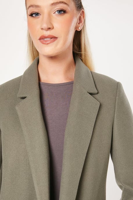 Dorothy Perkins Womens Coat Green Polyester Pockets Button Woven - Image 2