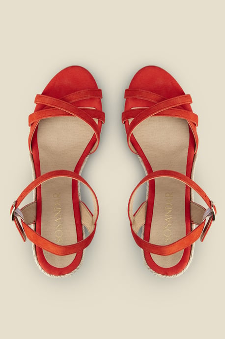 Alesia Red Strappy Suede Wedge Espadrille