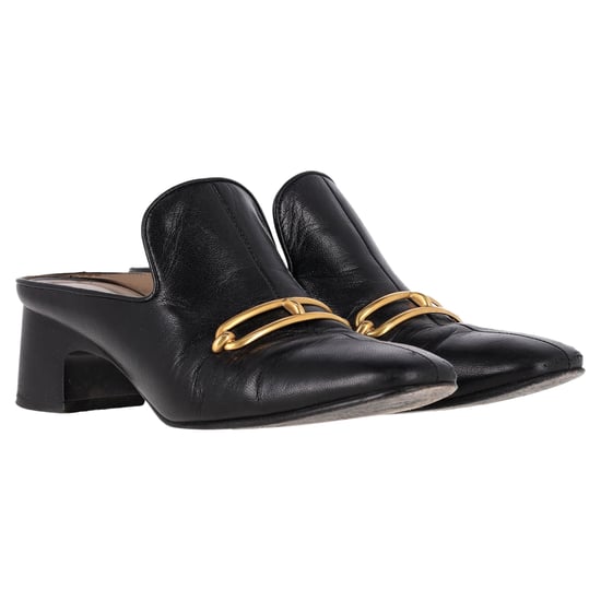 Hermès Diane With Roulis Buckle Mules in Black Goatskin Leather - Image 3