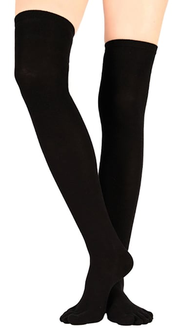 TOETOE - Calcetines sobre la rodilla de algodón con control de humedad para hombres y mujeres - Negro - Image 2