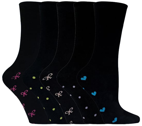 SOCK SNOB - 5 Pares de Calcetines Negros de Mujer con Corazón y Lazos - Image 1
