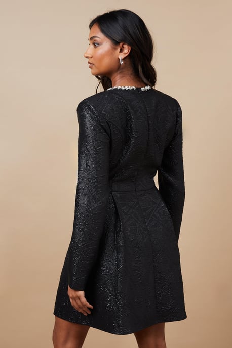Occasion Jacquard Diamante Mini Dress