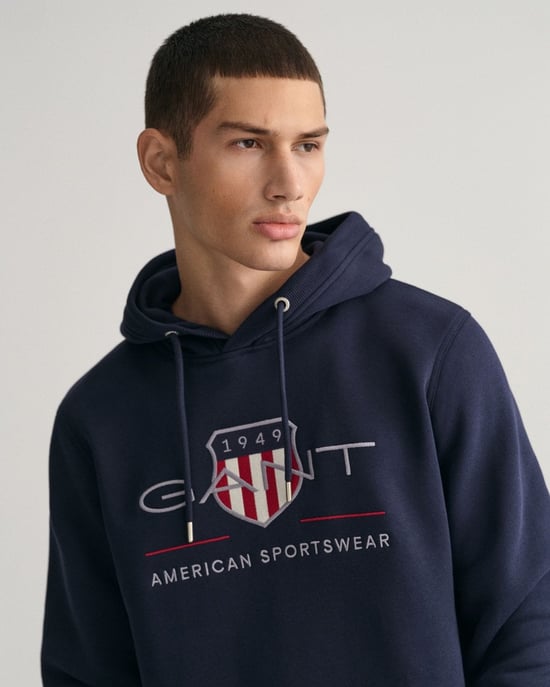 GANT Mens Regular FIt Archive Shield Pullover Hoodie - Image 4