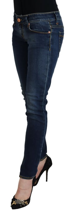Jeans de mujer ajustados de cintura baja de algodón azul Acht - Image 2