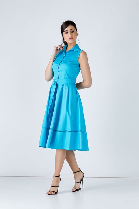 Vestido turquesa con botones - Image 4