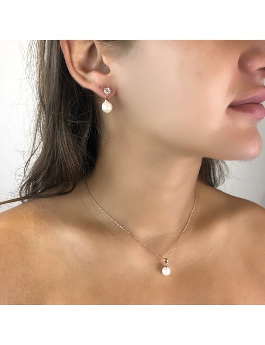 Conjunto de perlas Pauline Full Moon - Oro rosa y cristal - Image 2