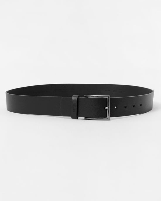 HUGO Giaspo Mens Grained-Leather Belt With Logo-Stamped Keeper
