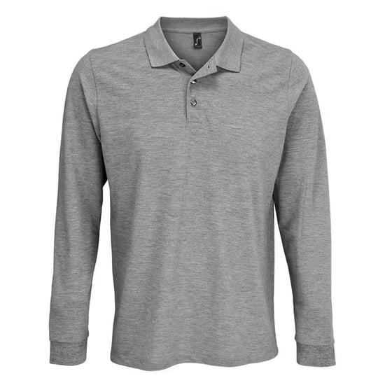 SOLS Unisex Adult Polycotton Long-Sleeved Polo Shirt (Grey Melange) - Image 1