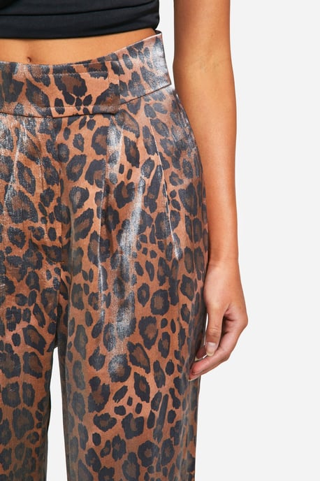 High Waisted Leopard Straight Leg Trouser