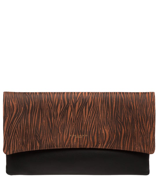Amelia' Black & Animal Print Nappa Leather Clutch Bag