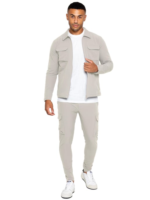Enzo | Conjunto de chándal Cargo Shacket para hombre - Piedra - Image 1