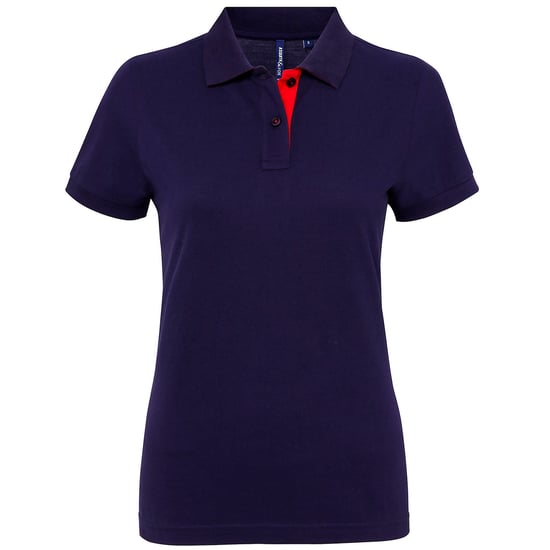 Asquith & Fox Womens/Ladies Short Sleeve Contrast Polo Shirt (Navy/ Red) - Image 1