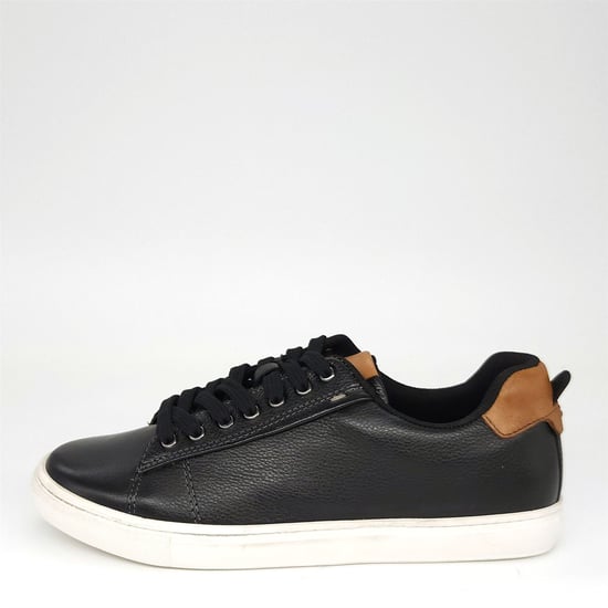 HX London Romford Leather Black Mens Fashion Trainers Casual Sneakers Shoes