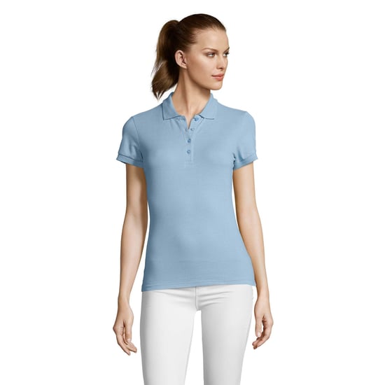 SOLS Womens/Ladies Passion Pique Short Sleeve Polo Shirt (Sky Blue) - Image 4
