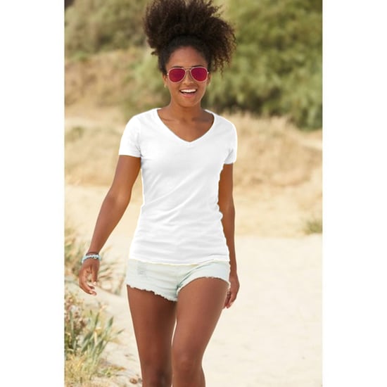 Fruit Of The Loom Ladies Lady-Fit Valueweight V-Neck Short Sleeve T-Shirt (White) - Image 3