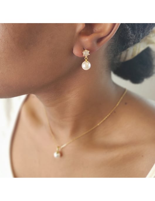Conjunto de perlas Pauline Full Moon - Oro y cristal - Image 2