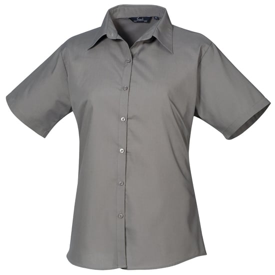 Premier Short Sleeve Poplin Blouse / Plain Work Shirt (Dark Grey) - Image 1