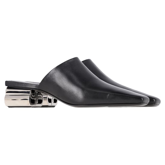 Balenciaga Typo Chrome Heel Mules in Black Leather - Image 5