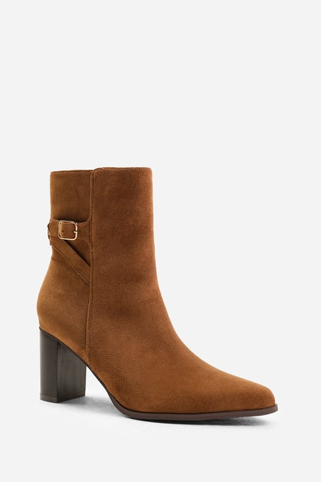 Where's That From Womens 'North' Wide Fit Block Heel Boot With Buckle Detail