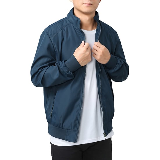 Men's Bomber Jacket with Stand-Up Collar, Transitional Jacket for Autumn, Casual Sports Jacket Dark Blue - Image 5