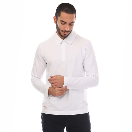 Men's Belstaff Stretch Cotton Challenger Long Sleeve Polo Shirt in White