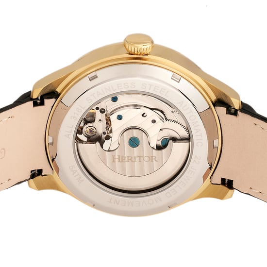 Reloj Automático Heritor Gregory Semi-Esqueleto con Correa de Cuero - Image 4