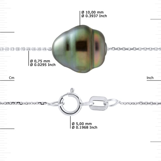 DIADEMA - Necklace - Tahitian Pearl - Cable Chain - Diamonds