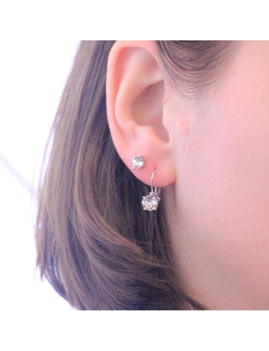 Pendientes Redondos - Plata y Cristal - Image 2