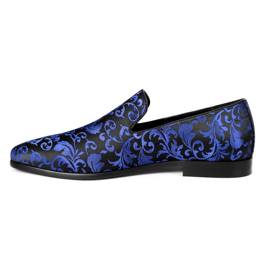 Men's Penny Loafers with Elegant Jacquard Blue - Image 3