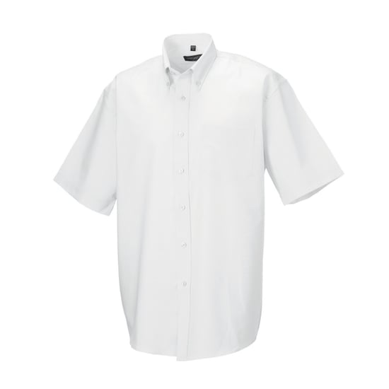 Russell Collection Mens Oxford Easy-Care Short-Sleeved Shirt (White) - Image 2