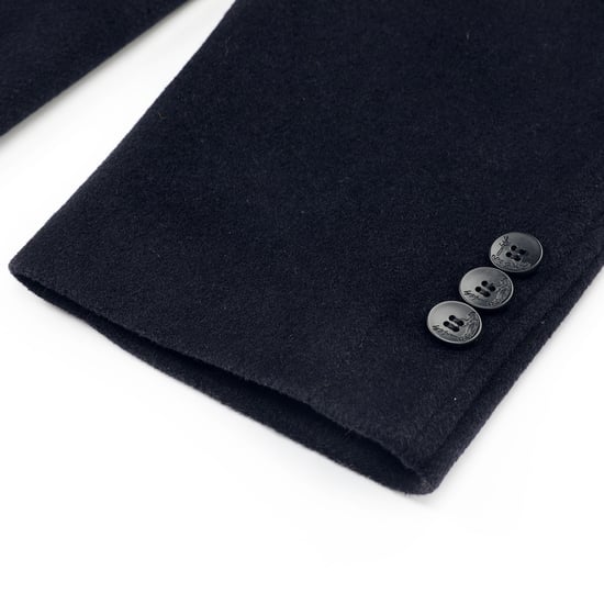 Men's Knee-Length Winter Wool Coat Slim Fit Turn-Down Collar Business Coats Blue - Image 5