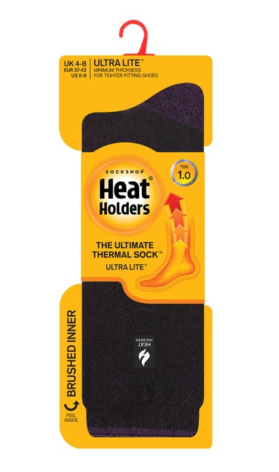 Heat Holders - Calcetines térmicos de mujer Ultra Lite con diseño de hilo interior cepillado - Negro/púrpura (Oia) - Image 2
