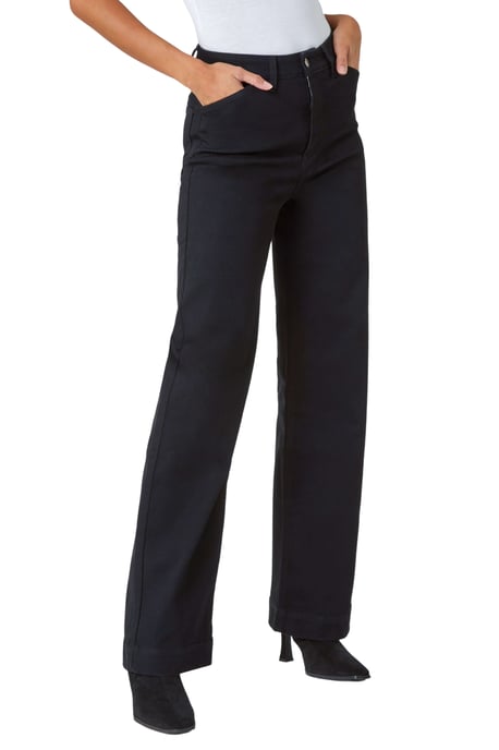 Cotton Blend Wide Leg Stretch Jeans - Image 1