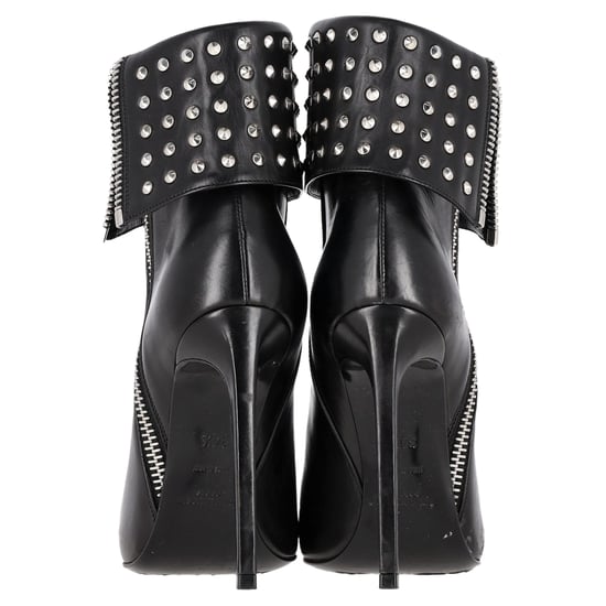 Saint Laurent Paris Fold Over Studded Booties in Black Leather - Image 5