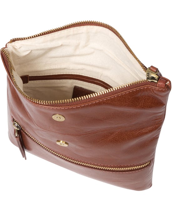 'Flare' Conker Brown Leather Clutch Bag