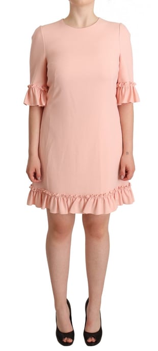 Vestido de tubo de viscosa con volantes en las mangas para mujer de Dolce & Gabbana en color rosa - Image 1