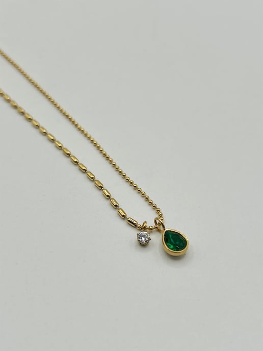 Teardrop Necklace in Emerald Green - Image 3