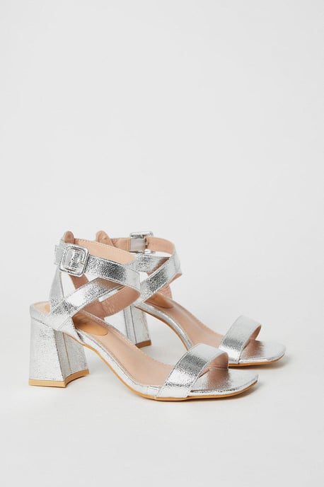 Faith: Emilie Covered Buckle High Block Heeled Sandals