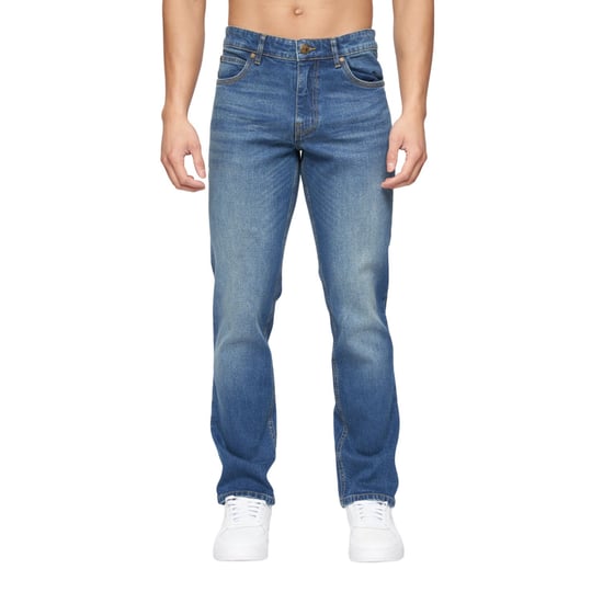 Crosshatch Mens Chas Straight Jeans (Mid Wash) - Image 1