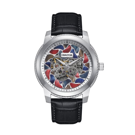 Heritor Automatic Emmanuel Semi-Skeleton Leather-Band Watch