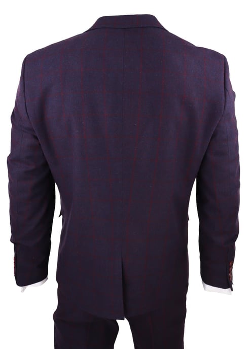Traje de tweed de 3 piezas para hombre, a cuadros morados ciruela, Peaky Blinders, clásico Gatsby de los años 20 - Image 6