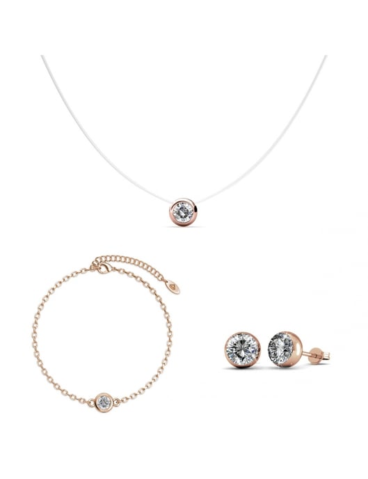 Conjunto Luna - Oro rosa y cristal - Image 1