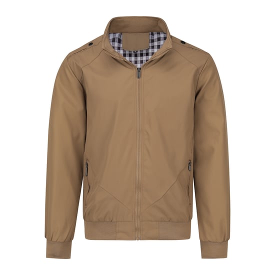 Men's Bomber Jacket with Stand-Up Collar, Transitional Jacket for Autumn, Casual Sports Jacket Khaki - Image 2