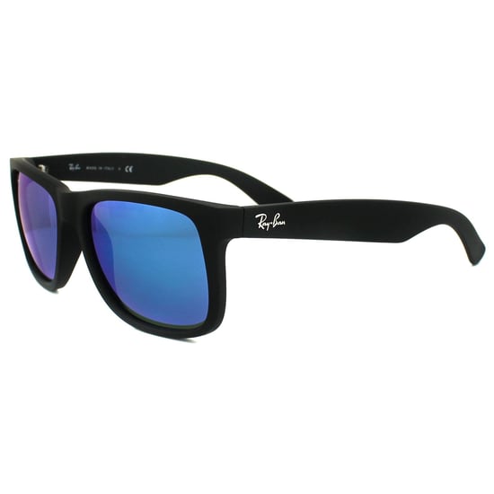 Gafas de sol Ray-Ban Justin 4165 622/55 Caucho Negro Azul Espejo - Image 2