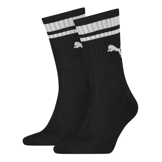 Puma Unisex Adult Heritage Stripe Crew Socks (Pack of 2) (Black/White) - Image 1
