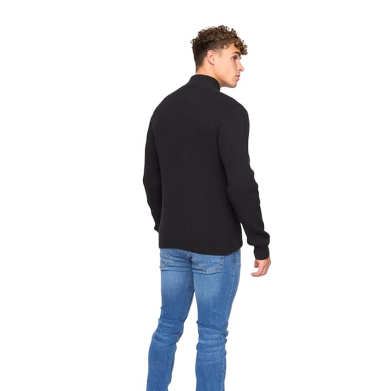 Crosshatch Mens Wellburys Chunky Knit Jumper (Black) - Image 2
