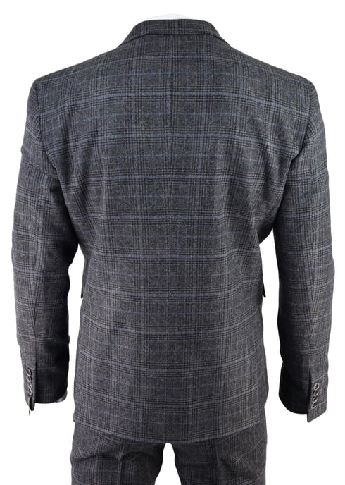 Traje de tweed de tres piezas a cuadros grises para hombre, Peaky Blinders, estilo Gatsby de los años 20, corte entallado - Image 6