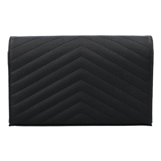 Saint Laurent Classic Cassandre Chain Wallet In Grain De Poudre Leather Black - Image 4