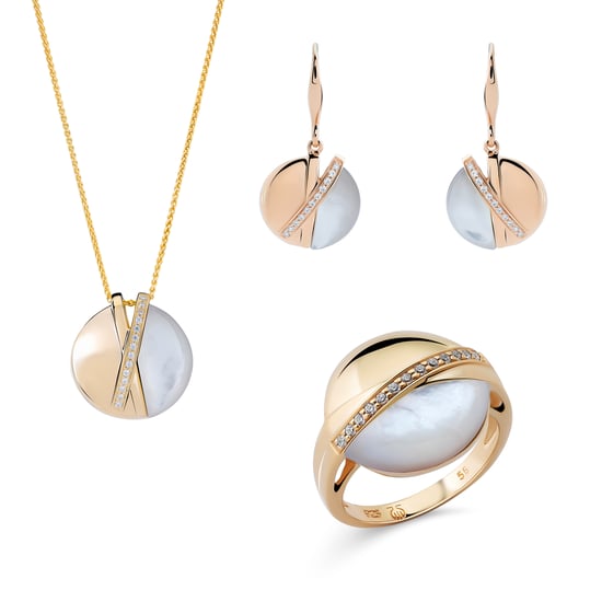 Orphelia 'Moragene' Women's 925 Sterling Silver Set: Necklace + Earrings + Ring - Gold SET-7506/G - Image 1